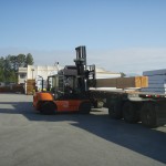 28 foot fir timber. being loaded